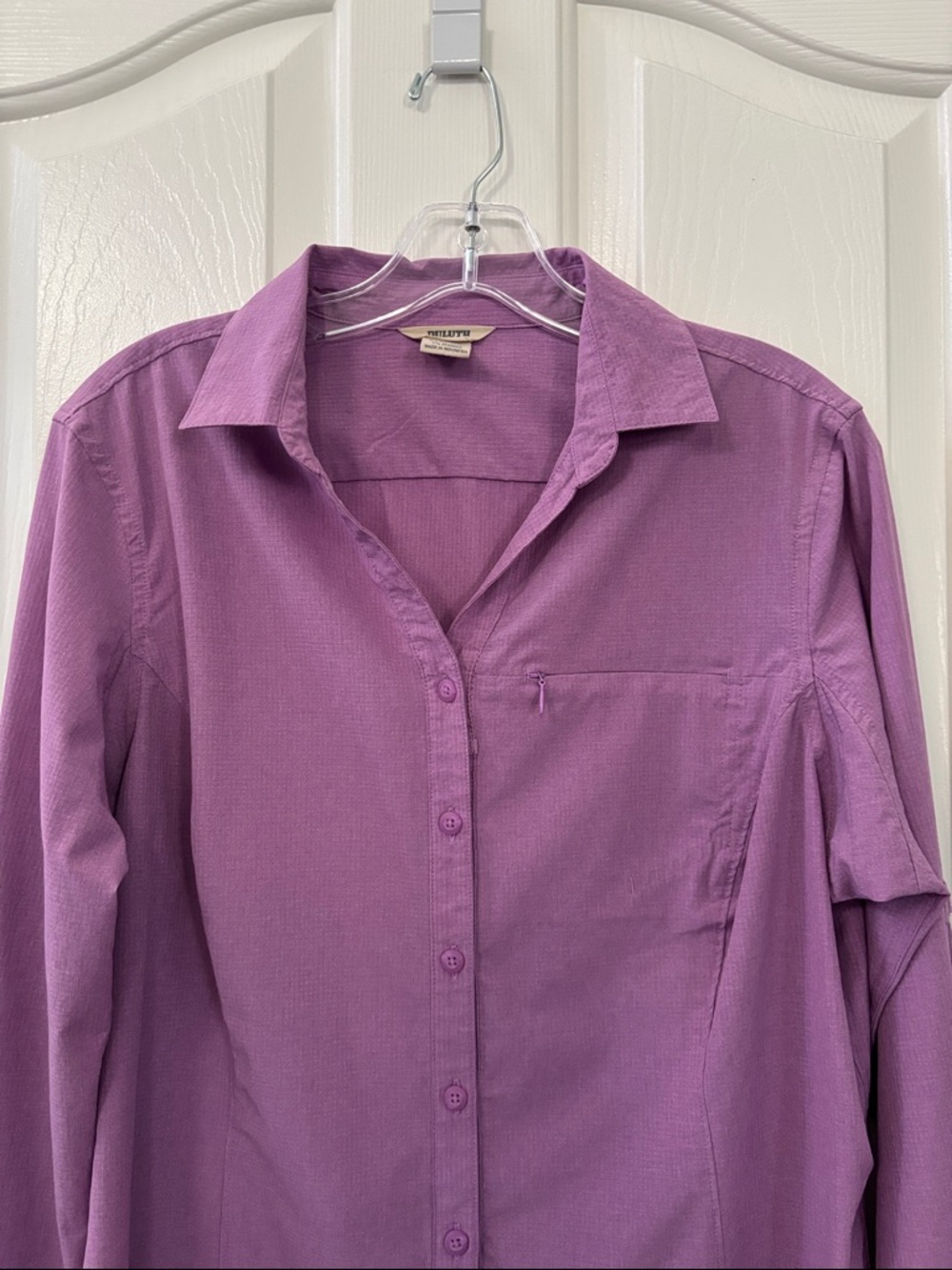 Duluth Trading Company Purple Breezeshooter Button Front Shirt Size Medium - Picture 3 of 9